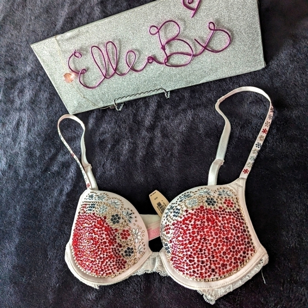 NWT Victoria's Secret Multi Color Embellished Dream Angels Push Up Bra 32C